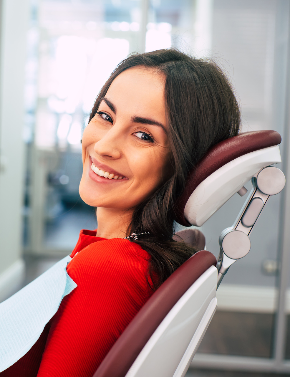 female patient in dental chair